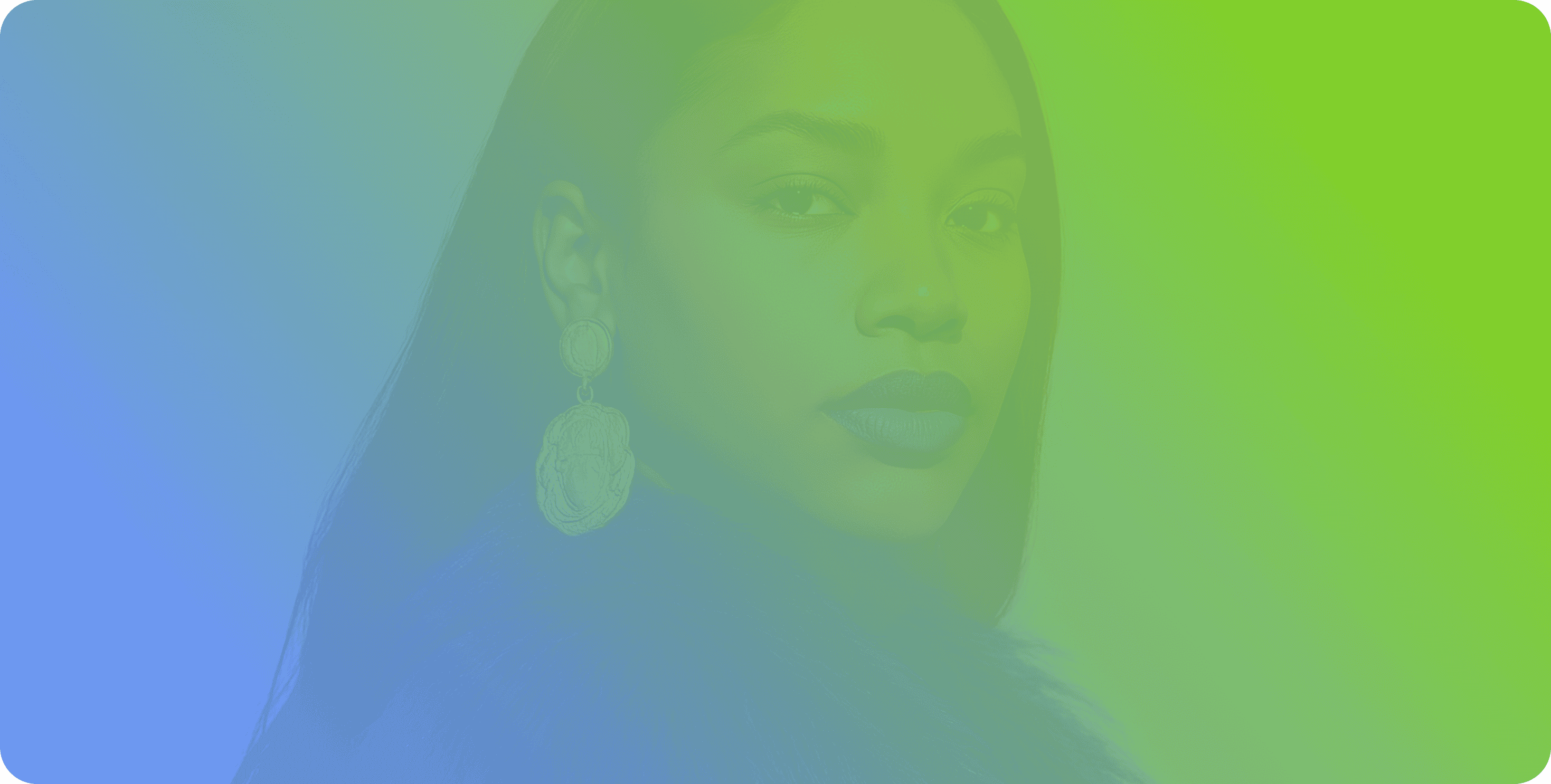 Person with blue-green gradient overlay