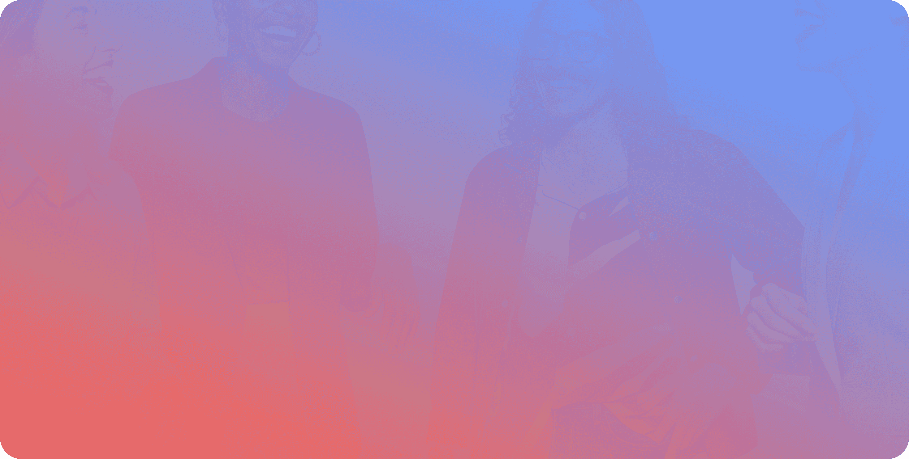 People with red-blue gradient overlay